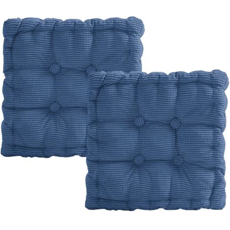 Lot de 2 Coussins de Chaise, 40 x 40 cm Coussin Chaise Épais, Coussin pour Chaise d'Extérieur et d'Intérieur, pour Chaise de Jardin, Cuisine, Balcon, Salle à Manger (Denim Bleu, Carré)