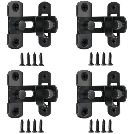 4pcs Verrou Porte Grange Coulissante 90 Degrés 3" Loquet de Porte Coulissante Rabat Verouille Porte en Acier Inoxydable Petits Boulons de Porte Double Face pour Portes Armoire Fenêtres - Noir (1/5)
