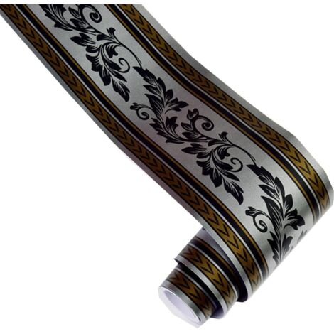Frise de papier peint, autocollante, imperméable, en PVC, 10 m x 12 cm, bordure, décorative, convient pour armoire de cuisine, bordure de plafond décorative (14)