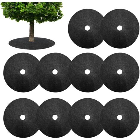 Lot de 10 disques de paillage pour arbre, anneau de paillage, tapis de protection contre les mauvaises herbes, non-tissé pour jardin, jardinage, protection des arbres, protection contre les racines