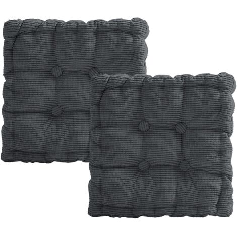 Lot de 2 Coussins de Chaise, 40 x 40 cm Coussin Chaise Épais, Coussin pour Chaise d'Extérieur et d'Intérieur, pour Chaise de Jardin, Cuisine, Balcon, Salle à Manger (Gris Foncé, Carré)