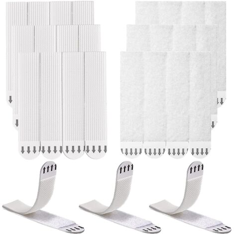 Accroche Tableau Sans Percer, 12 Paires (24 Bandes) Scratch Autocollant Double Face 20mm x 90mm Languette Accroche Tableau Attache Cadre Adhésif pour Accrocher des Cadres et des Décos de No