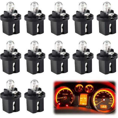 12pcs Ampoules LED T5 pour Tableau de Bord, Éclairage Intérieur Voiture, Ampoules Jaune Clair 12V 2W, Universelles pour Automobile, Pratiques et Durables