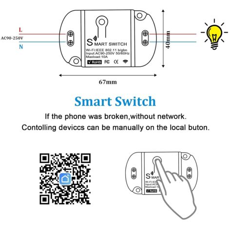 Interrupteur à distance sans fil Wifi pour maison intelligente tuya compatible alexa et googleHome Interrupteur à distance sans fil Wifi pour maison intelligente tuya compatible alexa et googleHome
