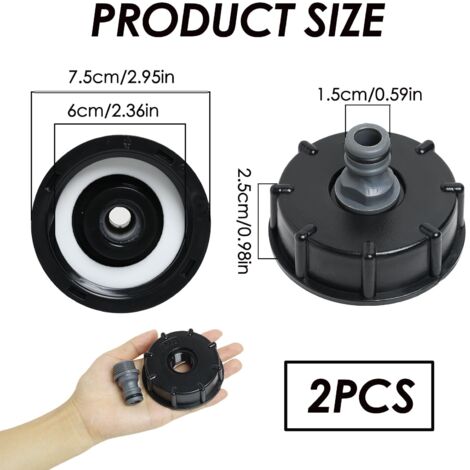 2 Pièces IBC Bouchon De Réservoir S60x6 - Raccord 1/2 Pouce Pour Tuyau De Jardin, Réservoir Eau De Pluie IBC - Adaptateur Robuste Et Étanché