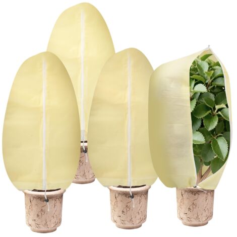 4 Pièces Housses De Protection Pour Plantes Hivernage - Couvertures Végétales Respirantes 80x120cm Avec Fermeture Éclair Et Cordon