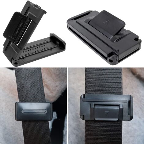 Lot de 2 Clips de Réglage de la Ceinture de sécurité, Ajusteur de Ceinture de sécurité, Régulateur d'arrêt, Empêche la Ceinture de frotter sur Votre Cou, 5,3 cm, Largeur de la Ceinture, Noir (1/5)