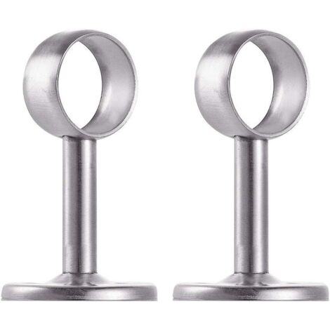 Lot de 2 supports avec tube pour penderie en acier inoxydable, Dia 32mm