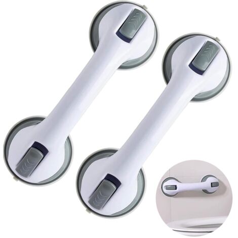 Poignée Ventouse Extrêmement Forte, Barre d'Appui à Ventouse 30cm 2 Pièces pour Salle de Bain & Douche Support Sûr pour Cuisine, Verre, Mur Lisse Accessoire Sénior - Gris