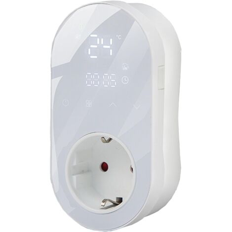 Prise de Contrôle de Température Numérique, Prise de Thermostat Programmable avec Technologie Intelligente pour Chauffage au Sol AC 16A, Doubles Indicateurs LED, Boutons Tactiles (Blanc) (1/5)