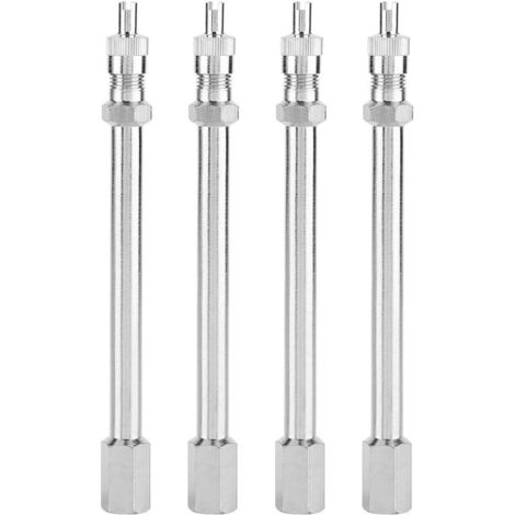 Extension de Valve de Pneu Automatique, 4 pièces d'extension de Tige de Pneu à air, Adaptateur de Roue à alésage Droit pour Moto, vélo, Tondeuse, Scooter, Bus, Camion (100 mm)