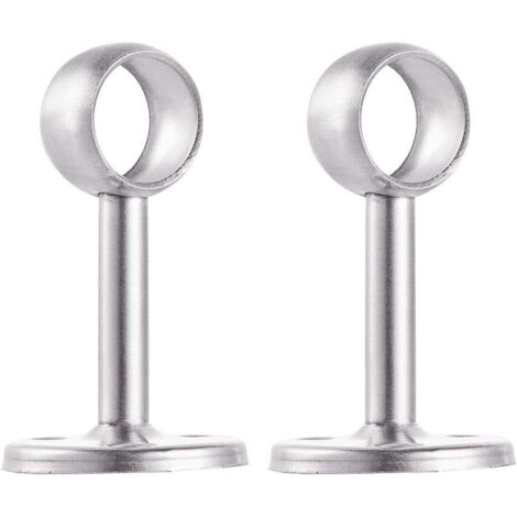 Lot de 2 supports avec tube pour penderie en acier inoxydable, Dia 19mm