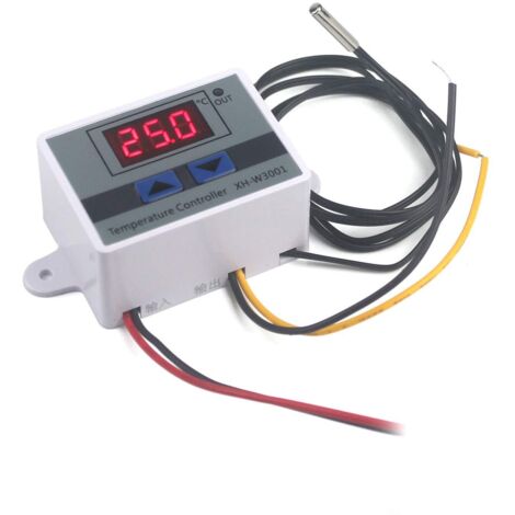 Module de contrôle de température numérique LED XH-W3001 avec sonde étanche, Thermostat de Refroidissement programmable (12 Volts10 A 120 W)