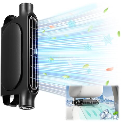 Le dernier ventilateur de siège auto avec double Turbo conception de vent fort, 3 vitesses réglable USB ventilateur de dossier de voiture pour toutes les jeeps de voiture, camion de camping (Noir)