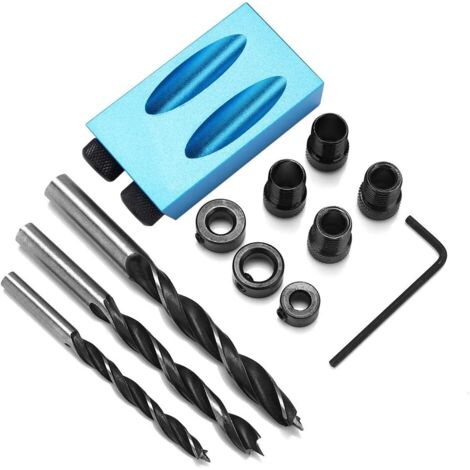 14pcs Guide de Perçage Forage Localisateur de Trou Incliné Bleu Angle 15 Degrés M6-M8-M10 Outils de Positionnement de Guide de Perçage de Trou de Poche pour Travail du Bois (1/5)