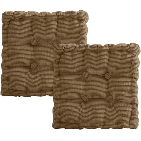 Lot de 2 Coussins de Chaise, 40 x 40 cm Coussin Chaise Épais, Coussin pour Chaise d'Extérieur et d'Intérieur, pour Chaise de Jardin, Cuisine, Balcon, Salle à Manger (Marron, Carré)