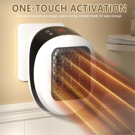 Chauffage Mural Céramique 600W Avec Télécommande - Thermostat 15-32°C, Minuterie 1-12h, Silencieux, Pour Salle De Bain, Chambre - Blanc - 6