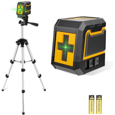 Niveau Laser,Laser Chantier Autonivelant avec Trepied,Lazer Niveaux à Ligne Croisée Verte Pour Accrocher des Tableaux,Décoration,Carrelage Intérieur et Extérieur,2 x Batterie
