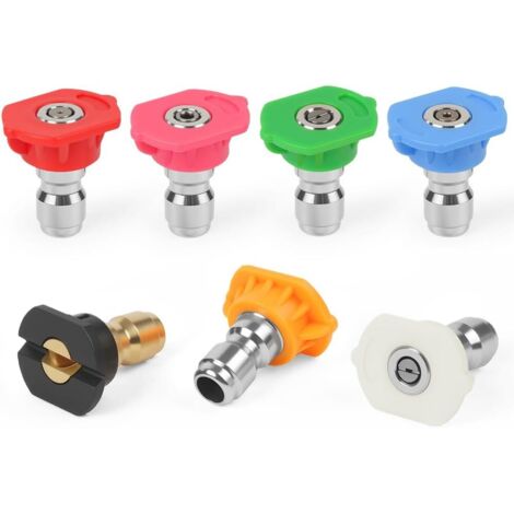 7 Pcs Embouts de Buse de Pulvérisation pour Laveuse à Pression, Embout de Buse d'eau, Buse de Pulvérisation pour Nettoyeur Haute Pression, 1/4 Buses à Connexion Rapide pour Nettoyage de Voiture (1/5)