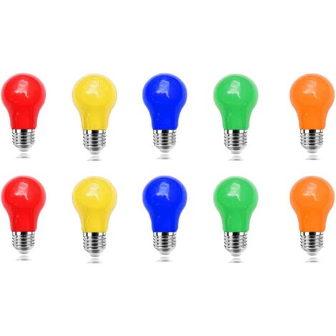 Ampoule Colorée E27, 3W LED Ampoules Couleur, Ampoules LED de couleurs Mélangées,Rouge Jaune Bleu Vert Orange,pour Guirlande Colorée Halloween Décoration de Fête de Noël