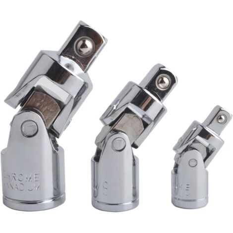 Gunpla Jeux de Cardan Douilles Joint Universel Impact Augmentateur Réducteur Adaptateur Pivotant Pour Moteur CR-V Acier Fini Chromé 3 Pièces Argent 6,3mm/10mm/12,5mm (1/5)