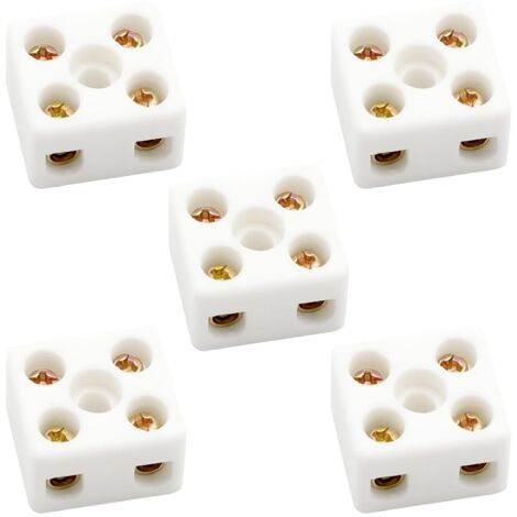 5 Pièces Bornier Céramique, Domino Haute Temperature, 10A 250V Haute TempéRature en Porcelaine Connecteurs CéRamiques pour CâBles éLectriques.