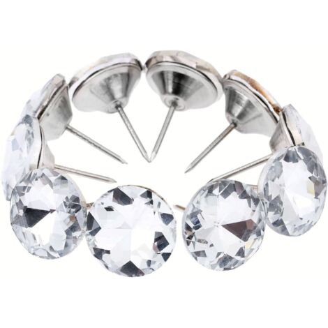 Lot de 20 Clous de Tapissier en Cristal de Diamant Dia-25mm pour Canapé, Tête de Lit, Bouton à Coudre, Décoration Murale, Banc, Divan, Coussin, etc.