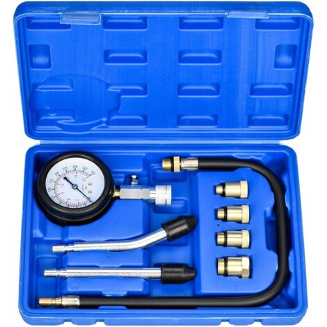 Testeur de Compression de Cylindre, Compressiomètre pour Moteurs à Essence, 0-20 bar & 0-300 psi avec Testeur de Bougie D'allumage et 4 Adaptateurs M10 M12 M14 M18 (Bleu) (1/5)