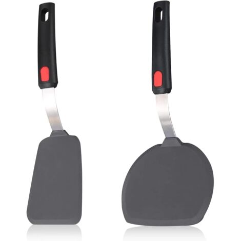 Lot de 2 spatules flexibles en silicone - Résistantes à la chaleur - Ustensiles de cuisine pour retourner les œufs, crêpes, hamburgers, crêpes et plus encore pour la cuisine et la pâtisserie (1/5)