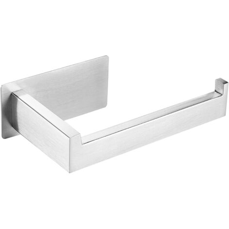 Porte Papier Toilettes, Support Papier Toilette sans Percage Acier Inoxydable SUS 304 Auto-adhésif Porte Rouleau Toilette pour Salle de Bain WC Cuisine Derouleur Carré,Argenté Brossé (1/5)