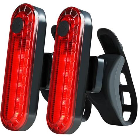 2 Pièces Feu Arriere Velo Puissante,Lumiere Velo Arriere,Rechargeable Micro USB,Feu Arrière Vélo LED,5 Modes IPX6 étanche Lampe LED pour vélo Cyclisme VTT