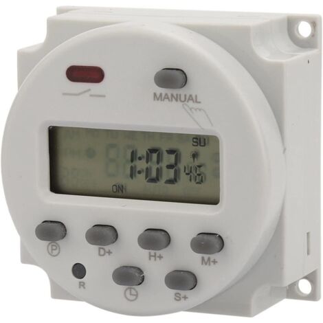 Interrupteur à minuterie à affichage numérique 1S  168 h 5 VA Petit interrupteur à minuterie programmable 7 jours pour commande électronique (220 V CA)