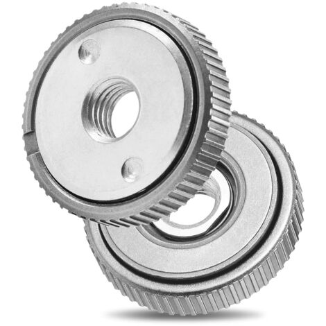 Lot de 2 écrous de serrage rapide M14 pour toutes les meuleuses d'angle, écrou de serrage argenté changement de disque abrasif sans outils