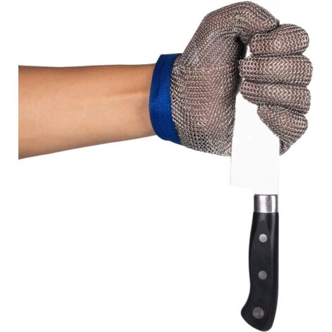 Gants de coupe de sécurité des gants 304L de maille d'acier pour la cuisine,Écaillage d'huîtres,Viande coupe et Sculpture sur bois L(1 pièce)