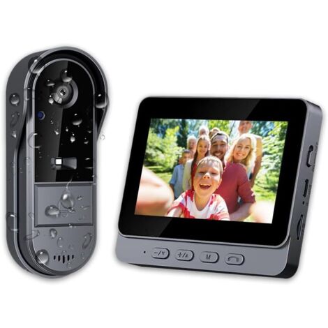 Sonnette sans Fil avec Caméra 1080P Étanche IP65, Visiophone Vidéo Extérieur avec Écran 4.3", Angle de Vision 170°, Vision Nocturne, Interphone Vidéo pour Maison, sans WiFi et APP