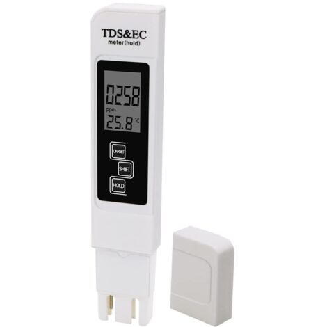 TDS EC Testeur de Qualité d'Eau 3 en 1 Digital Mètre TDS LCD Mesureur de Température Conductivité 0-9999PPM Potable Moniteur de la Qualité d'eau Stylo Testeur
