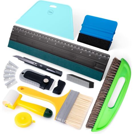 Outils pour papier peint,Outils de Film pour Papier peint, Kit de papier peint Avec brosse à encoller et outils pour papier peint Rouleaux, Brosses, Lames, couteau de papier peint