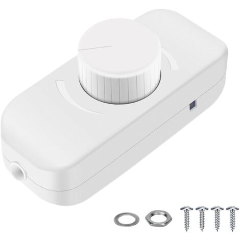 220V-240V Rotary Push On/Off Trailing Edge Dimmer Switch pour Lumières LED Dimmables/Ampoules Incandescentes/Halogènes, 1 Gang, 3-100W (Blanc, Nouvelle mise à niveau)
