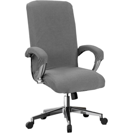 Housse de Chaise de Bureau Extensible, Housse de Fauteuil Rotatif Élastique, Housse de Siège d'ordinateur Amovible Universel, Lavable Couverture Protector pour Pivotante Accoudoirs Chaise (gris)