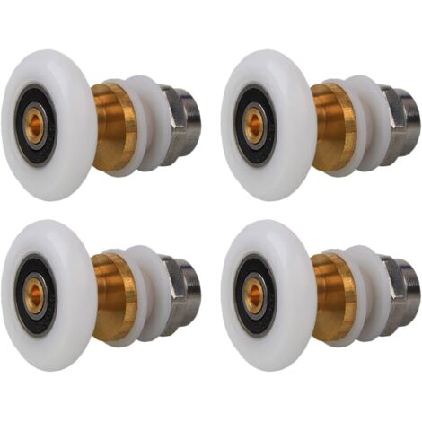 Roulettes Porte de Douche 23mm, Roulette Porte Coulissante Douche en Laiton 4 Pièces pour Rouleau pour Remplacement de Douche Coulissante Verre Porte Coureurs Rouleaux (23MM)
