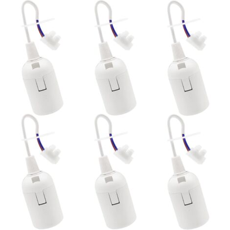 6 PCS Douille de Lampe E27 Support d'ampoule E27 rénovation Douille Blanc Douille de Bâtiment avec Câble Douille de Chantier 4A 250V Base de Lumière Douille de Suspension (max.60W)