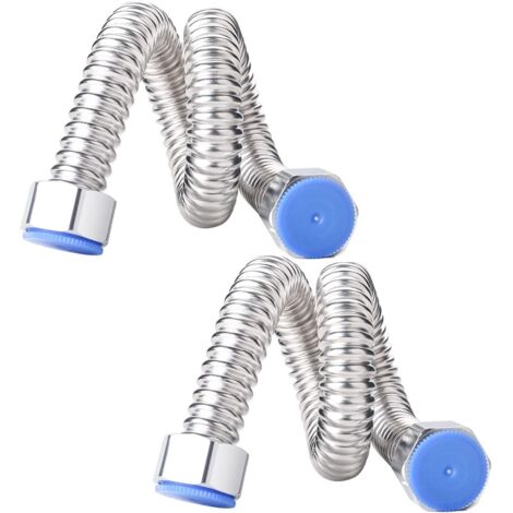 2 Pièces G1/2" x G1/2" Tuyau de Vidange Ondulé en Acier Inoxydable, pour Chauffe-eau Connecteur Plomberie Salle de Bain Tuyau Tube D'eau Chaude, 20CM