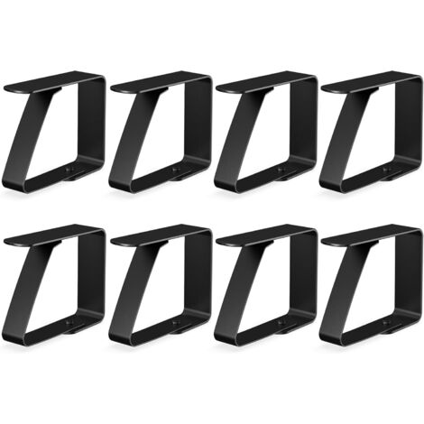 8 x Pinces à Nappe Noir pour Tables d'une épaisseur de 3 cm - - Pinces à Nappe en Acier Inoxydable pour l'intérieur et l'extérieur - - Pinces à Nappe faciles à Nettoyer (1/5)