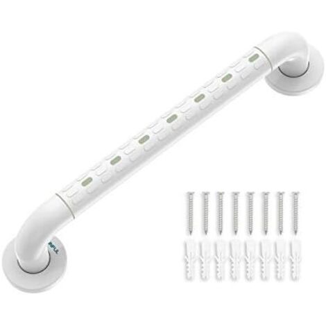 Barre D'appui WC, Barres D'appui de Salle de Bain avec Antidérapante, Poignée de Acier Inox, de Maintien Douche avec Cercles lumineux-avec Bride de Recouvrement,48 CM