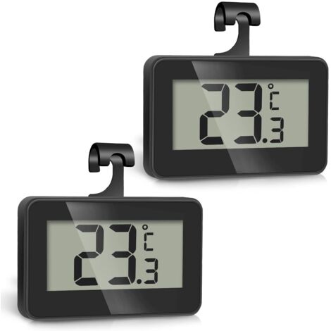Thermomètre Frigo, 2 Pièce Thermometre Numérique Mini Digital LCD Thermomètre avec Crochet, Thermometre Congelateur Température Capteur Testeur pour Réfrigérateur Cuisine Congélateurs