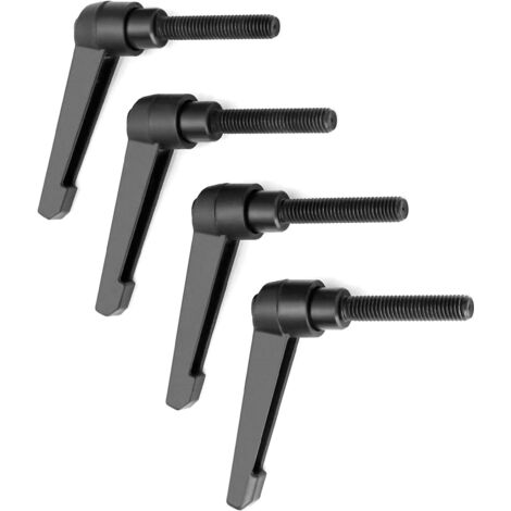4 Pcs Levier de Serrage en Alliage M8 Filetage Mâle Poignées Réglables de Machine Noir (M840mm)
