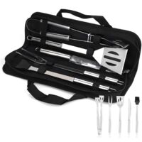 5Pcs Ustensiles Barbecue,Kit Barbecue Outil de Barbecue en Acier Inoxydable, Accessoire Barbecue, Ustensiles pour Barbecue, Accessoires Barbecue pour Jardin, Extérieur, Randonnée, Grillades