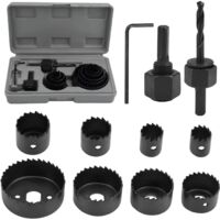 11 Pièces Coffret Scie Cloche, 19mm-64mm Bois Scie Cloche Placo, Coffret Scies Trépans pour le Perçage Précis de Trous Dans le Bois Minces, Panneaux en PVC, Plastique