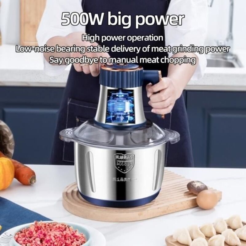 Hachoir Électrique SGZIOO 5L Inox 500W - 5 Vitesses, 6 Lames, Idéal Viande Légumes Bébé