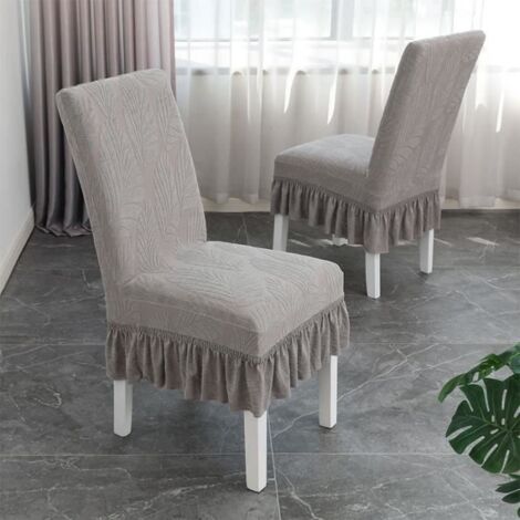 Housse De Chaise, 4 - Piece Restaurant Jacquard Jupe Élastique Housse De Chaise (Gris) (1/4)